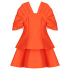 Girls Orange Flared Dress, 1, hi-res