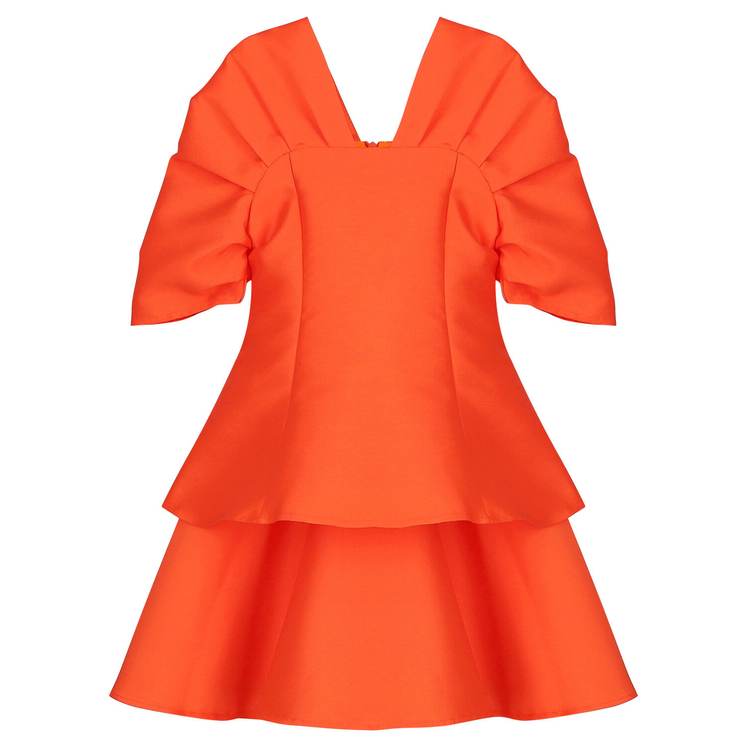 Girls Orange Flared Dress, 1, hi-res