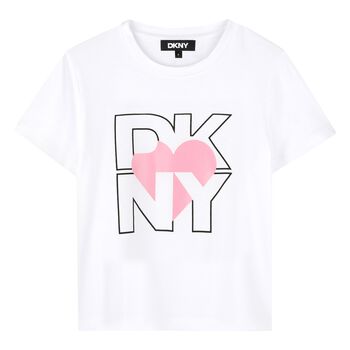 Girls White Logo Heart T-Shirt
