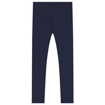 Girls Navy Blue Logo Leggings