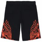 Boys Black Printed Shorts, 1, hi-res