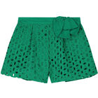 Girls Green Broderie Anglaise Shorts, 1, hi-res