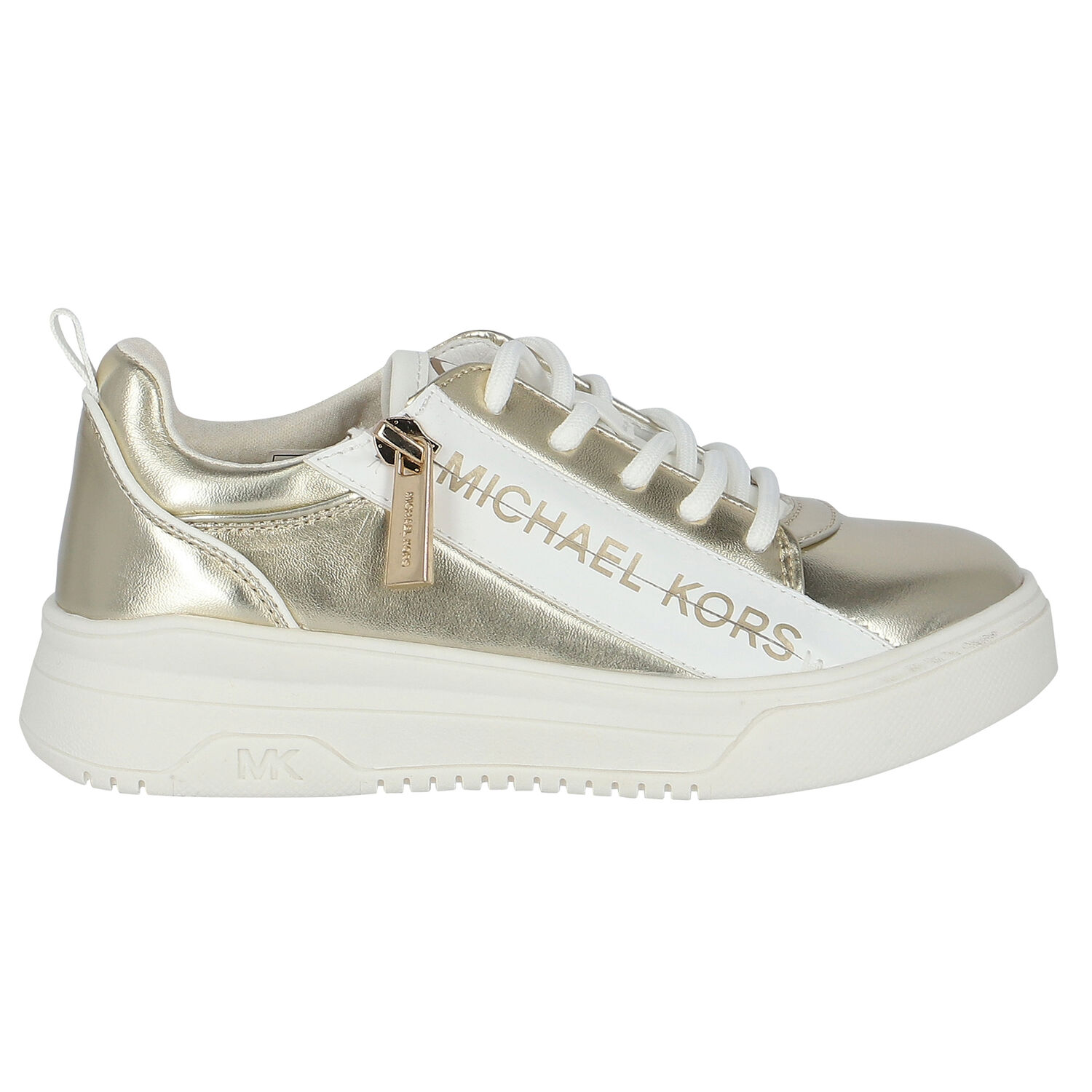 Girls Gold Logo Trainers, 1, hi-res