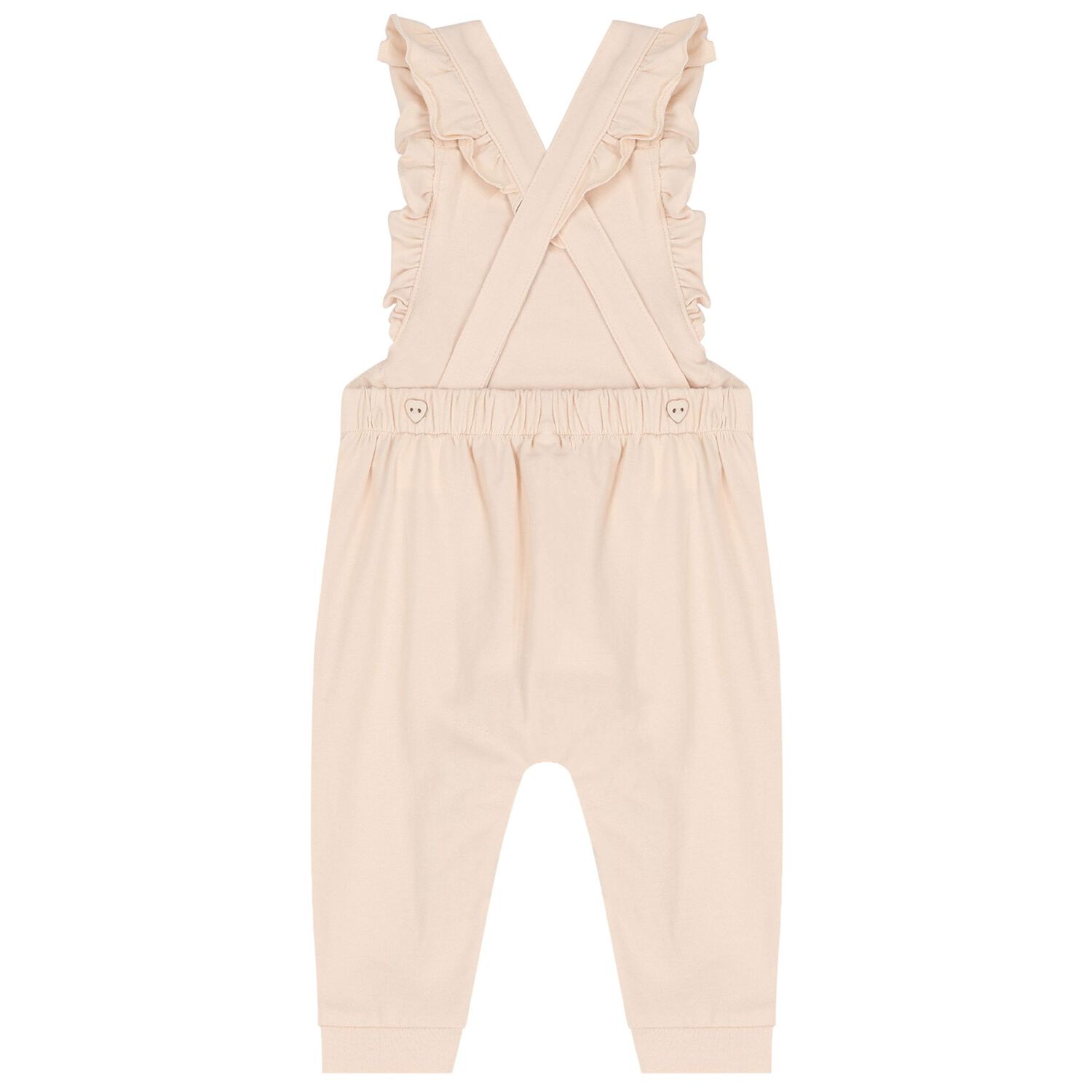 Baby Girls White & Beige Logo Dungaree Set, 1, hi-res