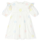 Girls White Embroidered Flower Dress, 1, hi-res