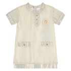Younger Girls Ivory & Gold Logo Dress, 1, hi-res