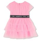 Girls Pink Logo Tulle Dress, 1, hi-res
