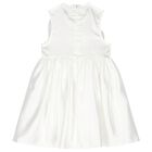Girls White Rose Satin Dress, 1, hi-res