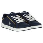 Boys Navy Blue Logo Trainers, 1, hi-res