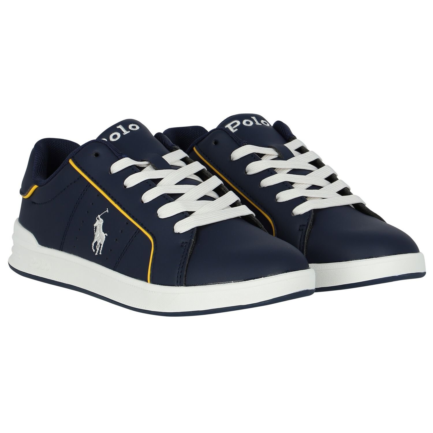Boys Navy Blue Logo Trainers, 1, hi-res