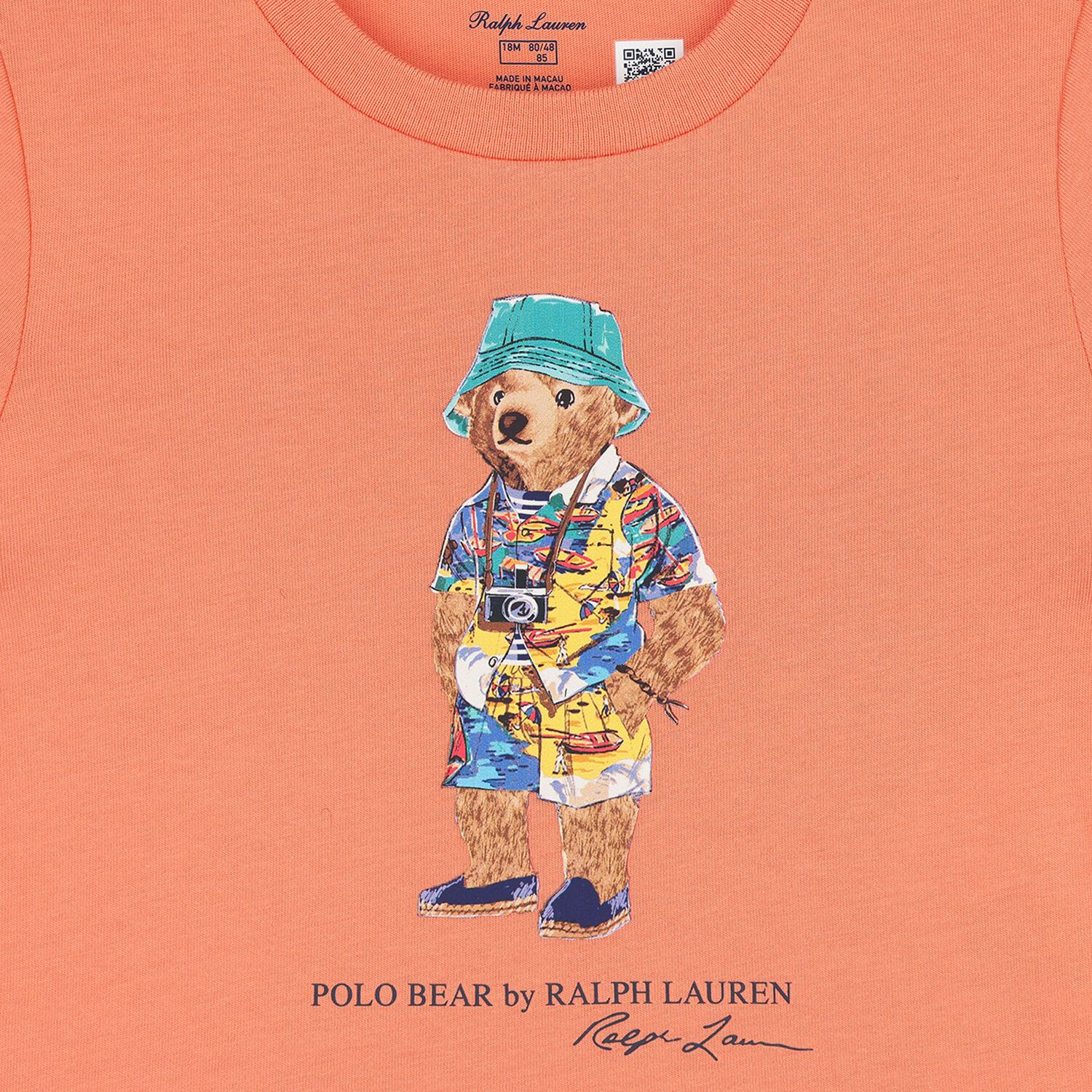 Baby Boys Orange & Blue Polo Bear Shorts Set, 1, hi-res image number null