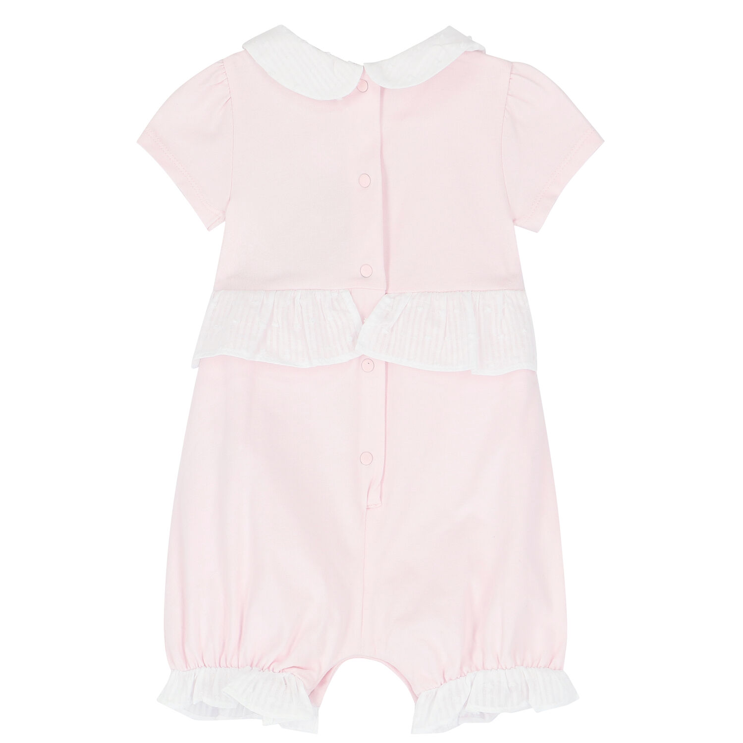 Baby Girls Pink & White Romper, 1, hi-res