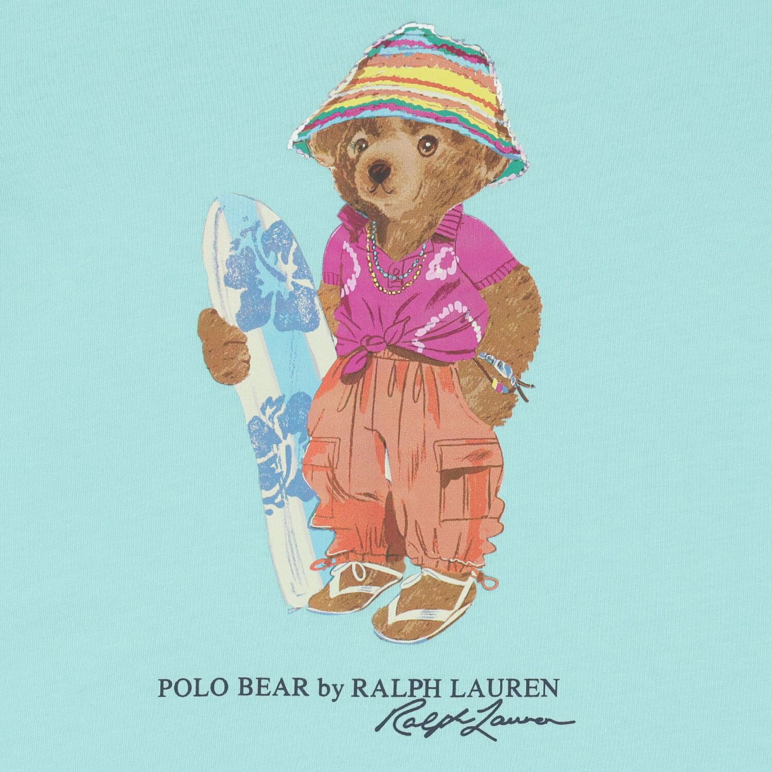 Girls Turquoise Blue Polo Bear T-Shirt, 1, hi-res