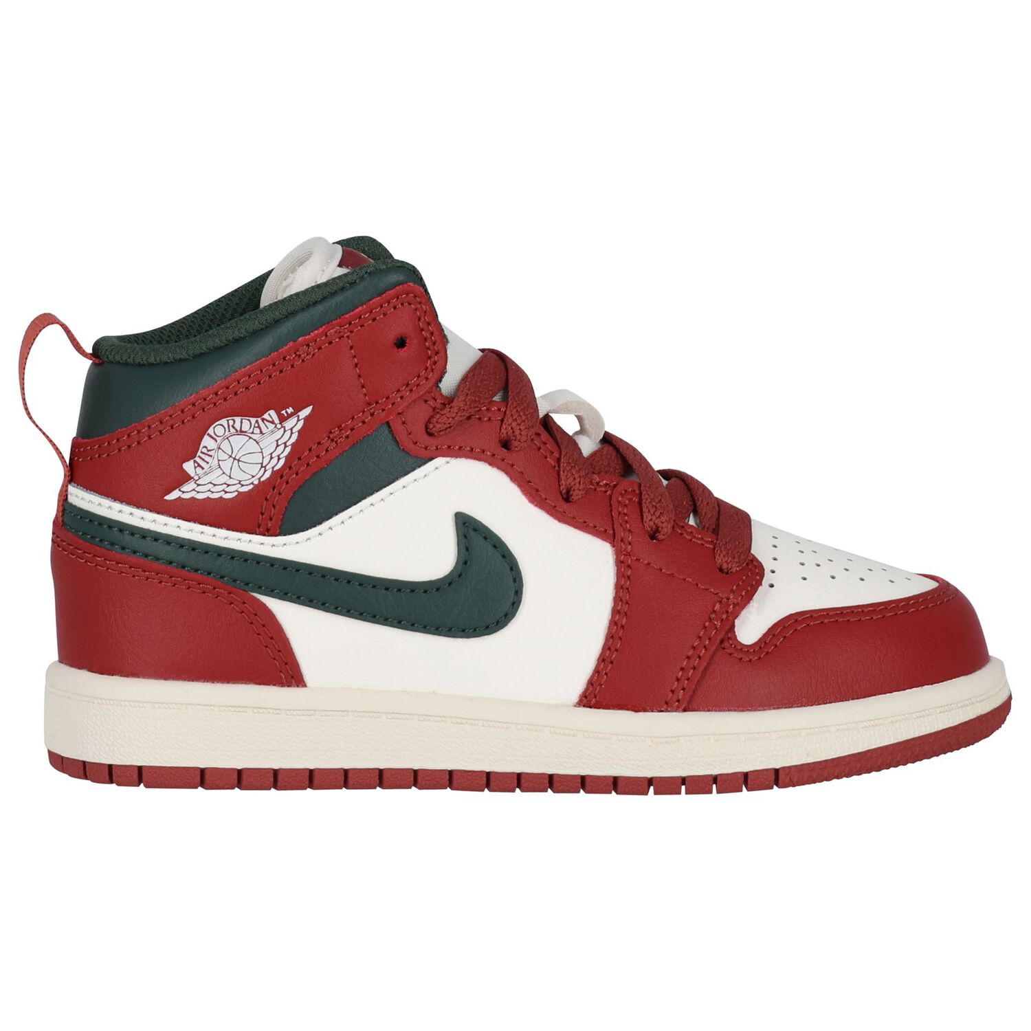 Red, Green & White Air Jordan 1 Mid Trainers, 3, hi-res