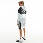 Boys Grey & Black Logo Hooded Top, 1, hi-res