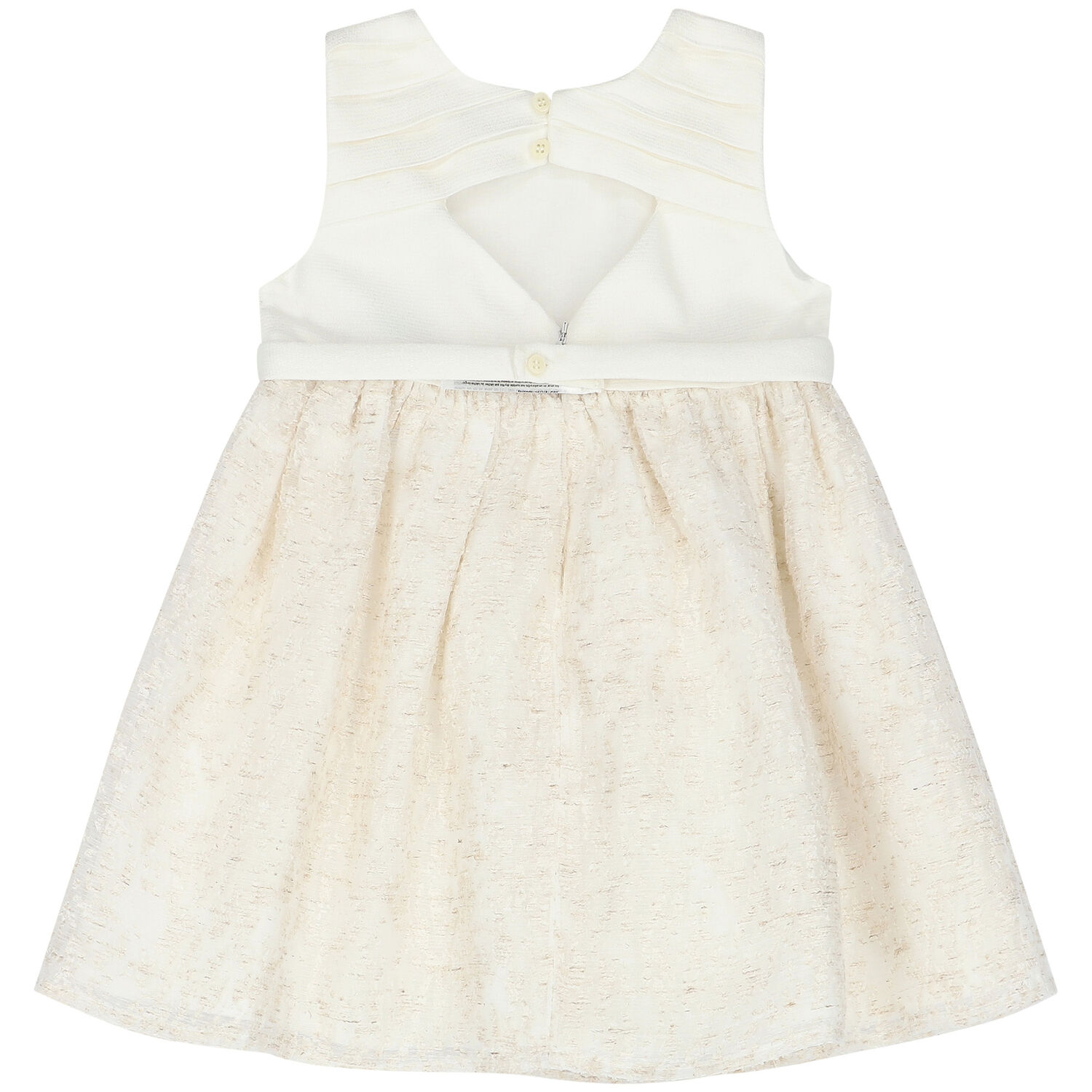 Younger Girls Ivory Organza Dress, 1, hi-res