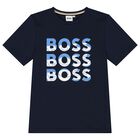Boys Navy Blue Logo T-Shirt, 4, hi-res