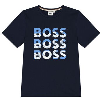 Boys Navy Blue Logo T-Shirt