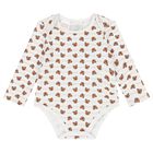 Baby Girls White & Beige Logo Dungaree Set, 1, hi-res