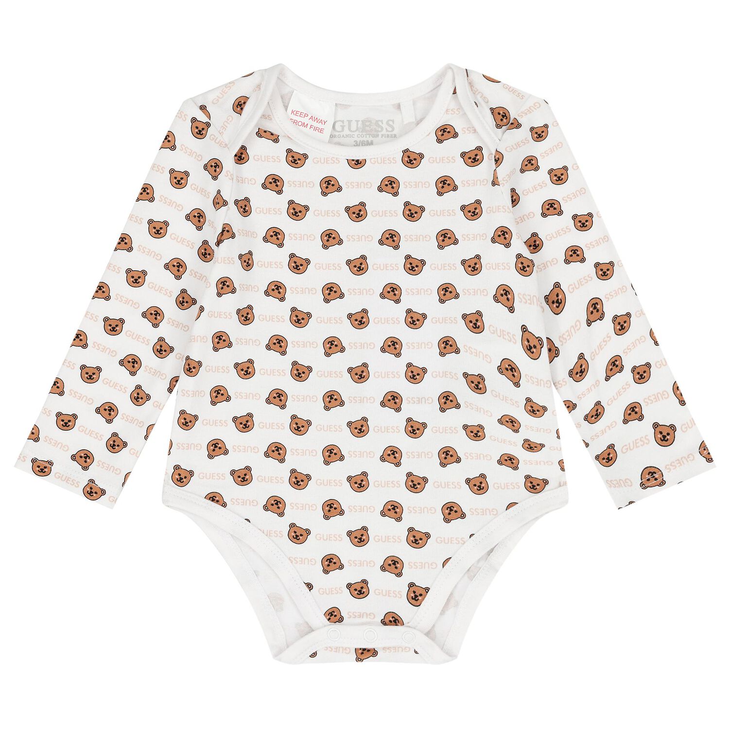 Baby Girls White & Beige Logo Dungaree Set, 1, hi-res