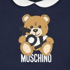 Navy Blue Teddy Bear Logo Baby Romper, 1, hi-res