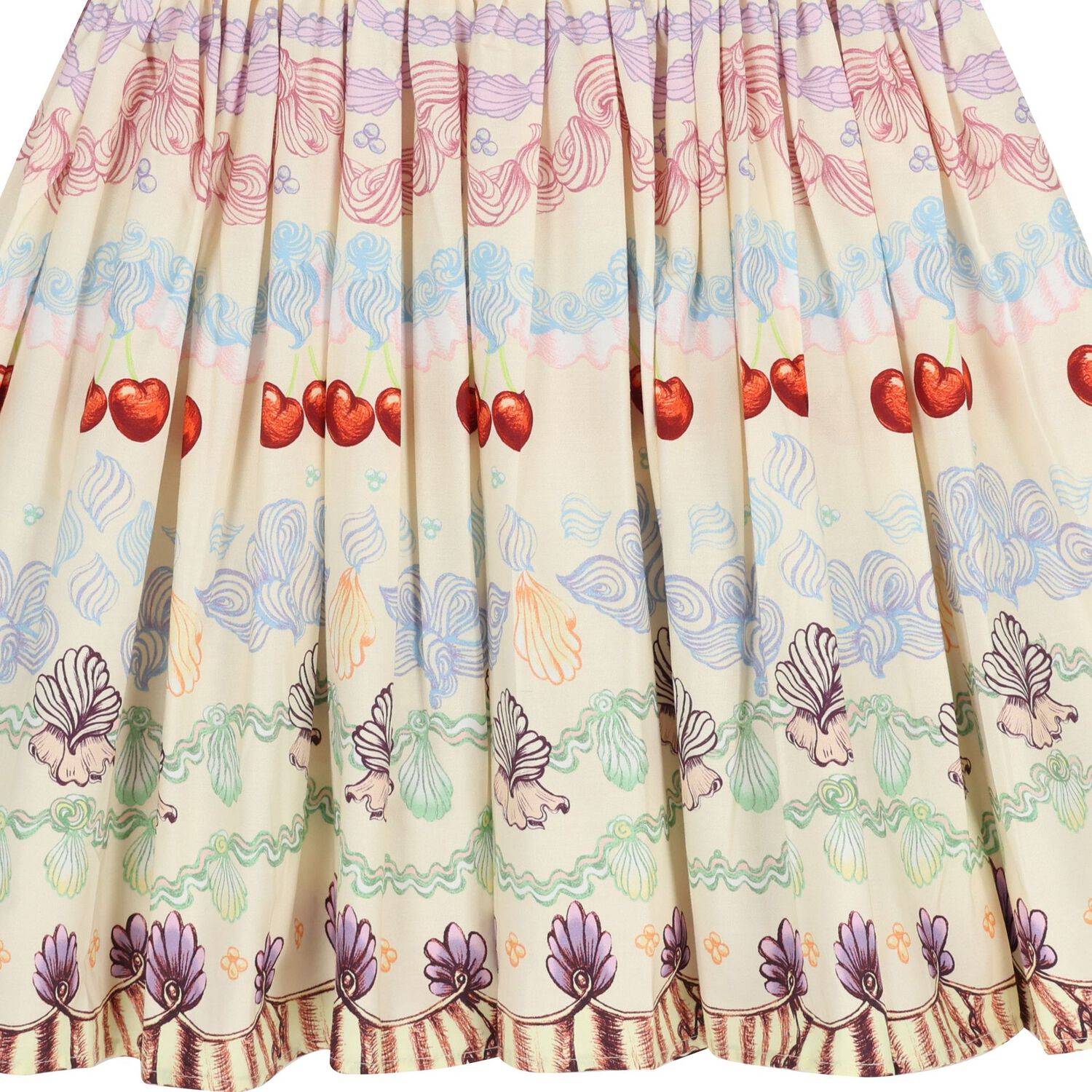 Girls Beige Cherry & Floral Dress, 1, hi-res