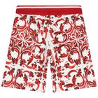 Boys White & Red Majolica Shorts, 1, hi-res