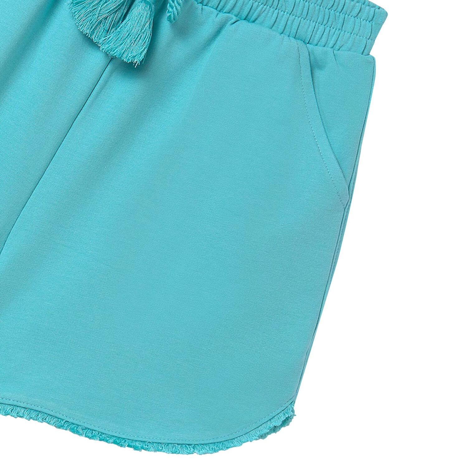 Girls Aqua Fringe Shorts, 4, hi-res