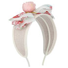 Girls Ivory Wide Flower Headband, 3, hi-res