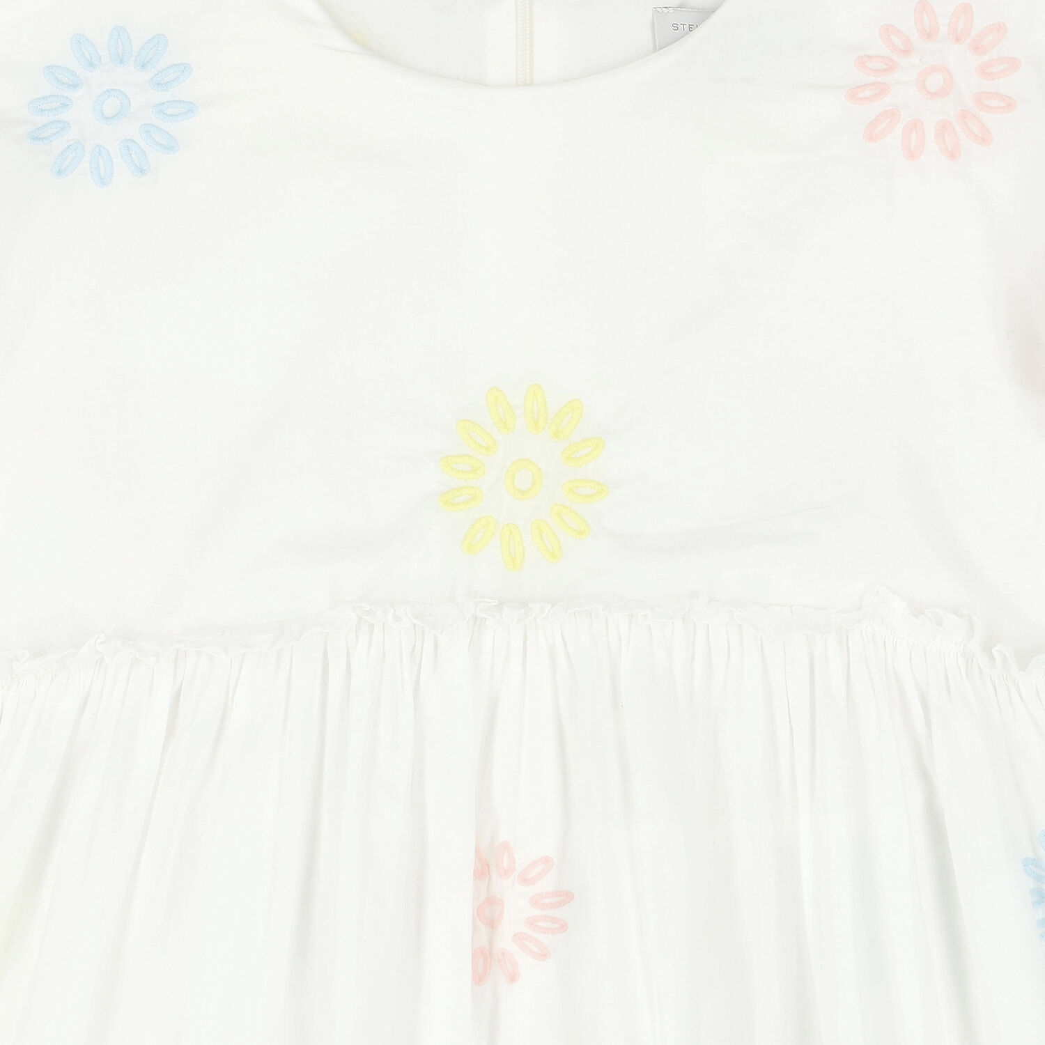 Girls White Embroidered Flower Dress, 1, hi-res