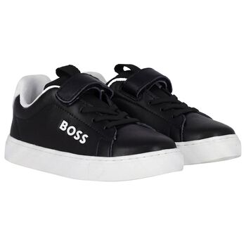 Boys Black & White Logo Trainers