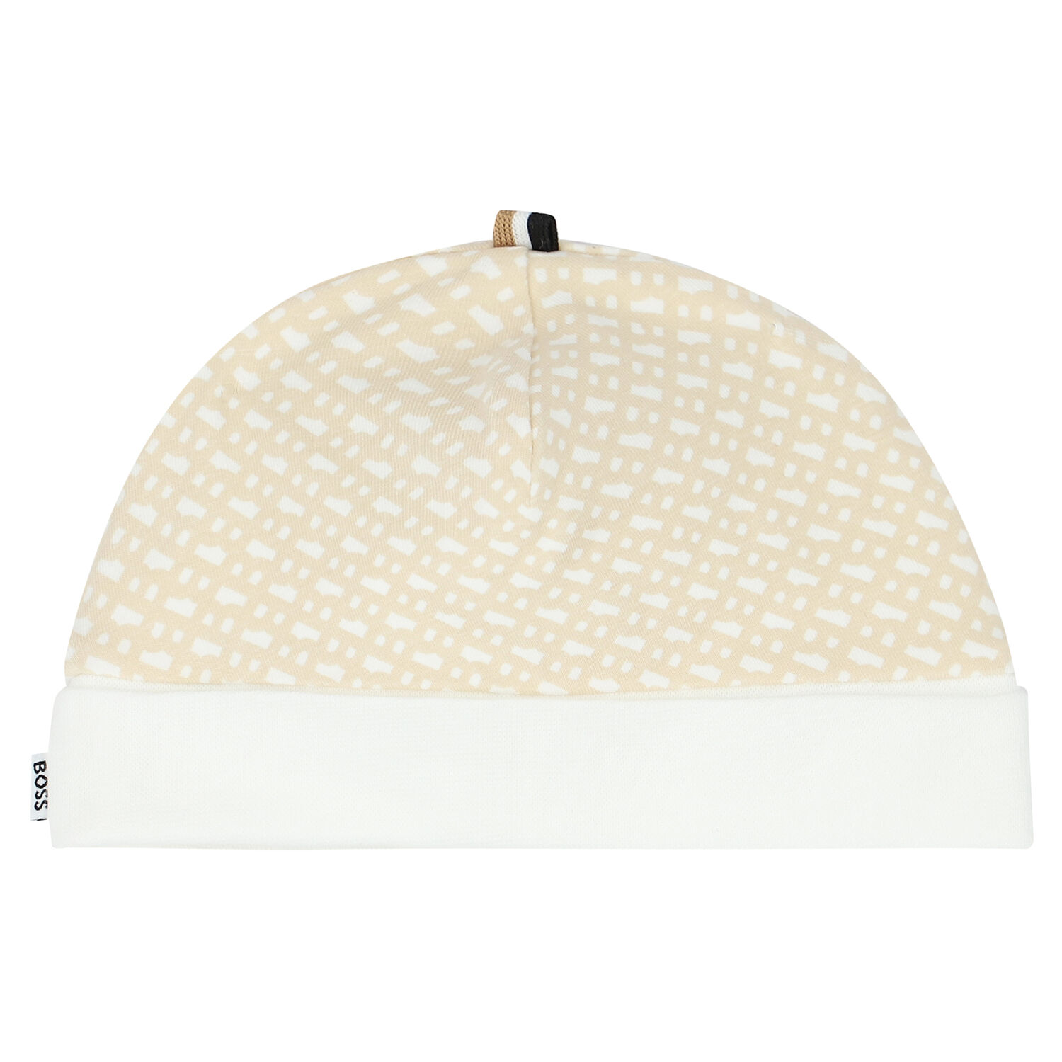 Beige & White Monogram Babygrow & Hat Set, 1, hi-res