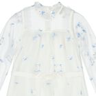Girls White & Blue Floral Tulle Dress , 1, hi-res