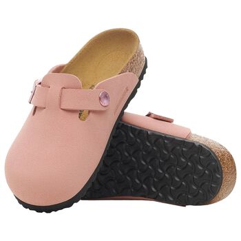 Girls Pink Logo Leather Clog 
