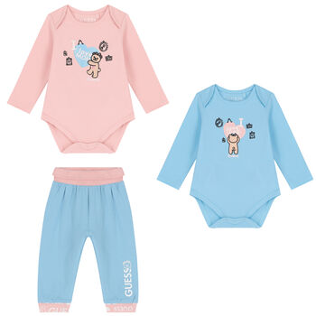 Baby Girls Pink & Blue Logo Gift Set
