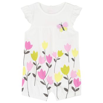 Baby Girls White Floral Romper