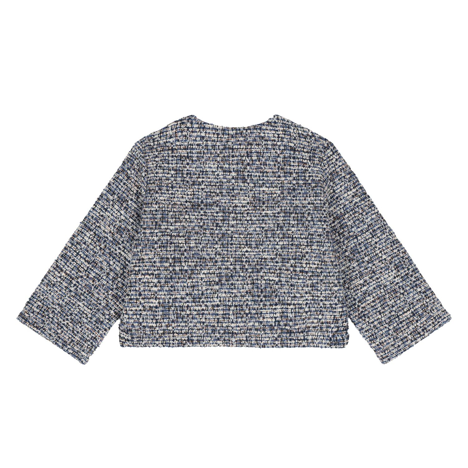 Younger Girls Navy Blue Tweed Knit Skirt Set, 2, hi-res
