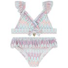 Girls Multi-Coloured Ruffled Bikini, 1, hi-res