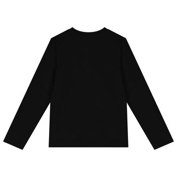 Boys Black Logo Long Sleeve Top