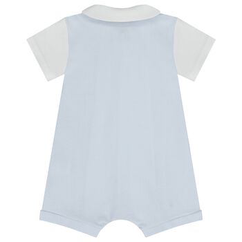 Baby Boys White & Blue Crown Romper