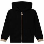 Girls Black Logo Zip Up Top, 1, hi-res