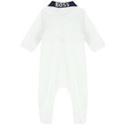 Baby Boys White Logo Babygrow, 2, hi-res