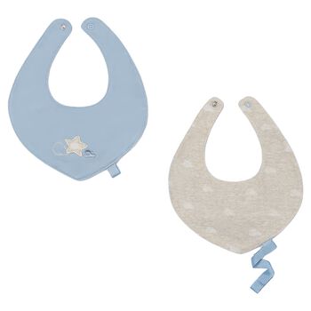 Baby Boys Blue & Beige Waterproof Bib Set ( 2-Pack )