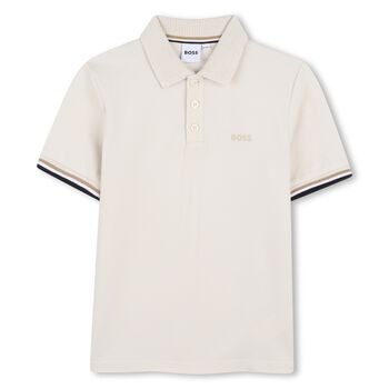 Boys Mini-Me Ivory Logo Polo Shirt
