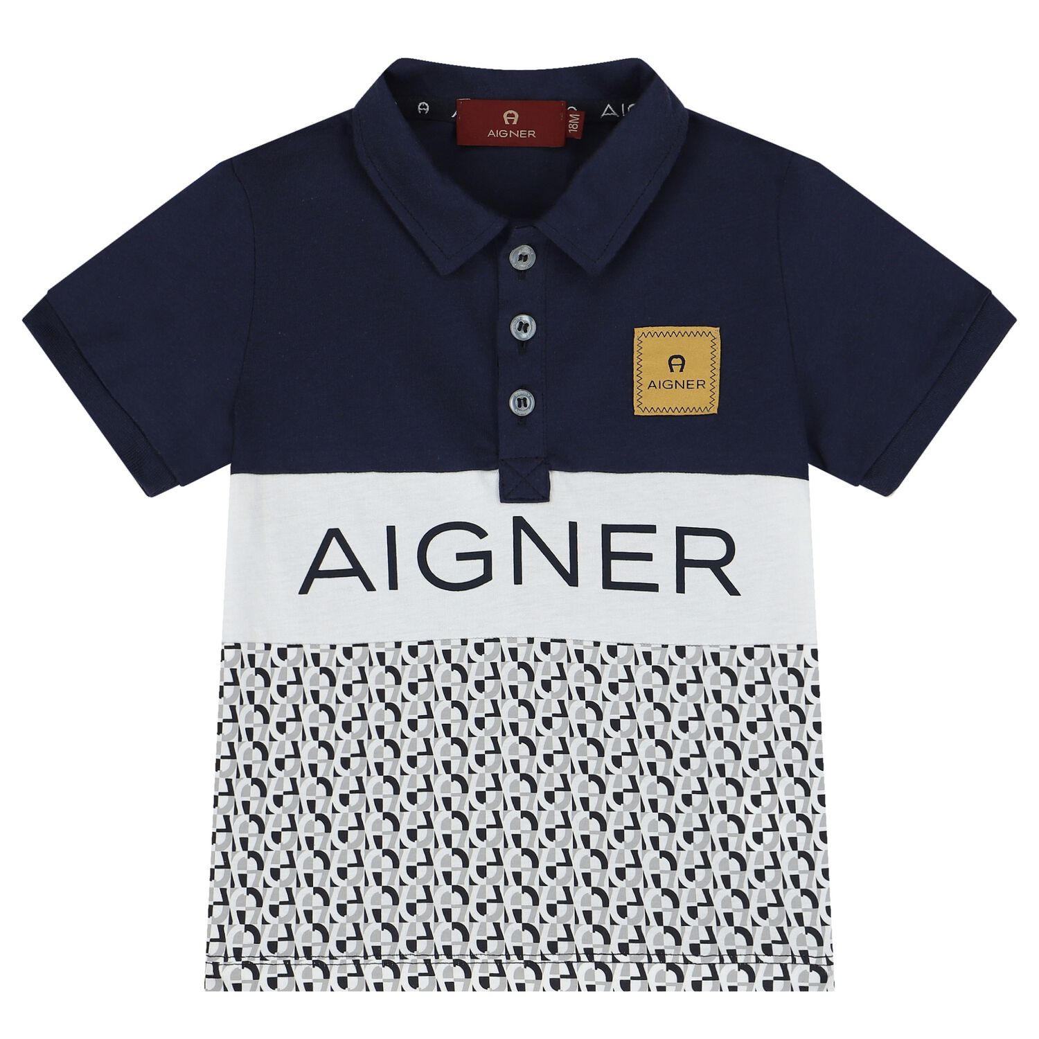 Younger Boys Navy Blue Logo Polo Shirt, 2, hi-res