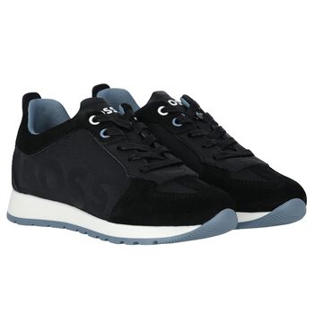 Boys Black Logo Trainers