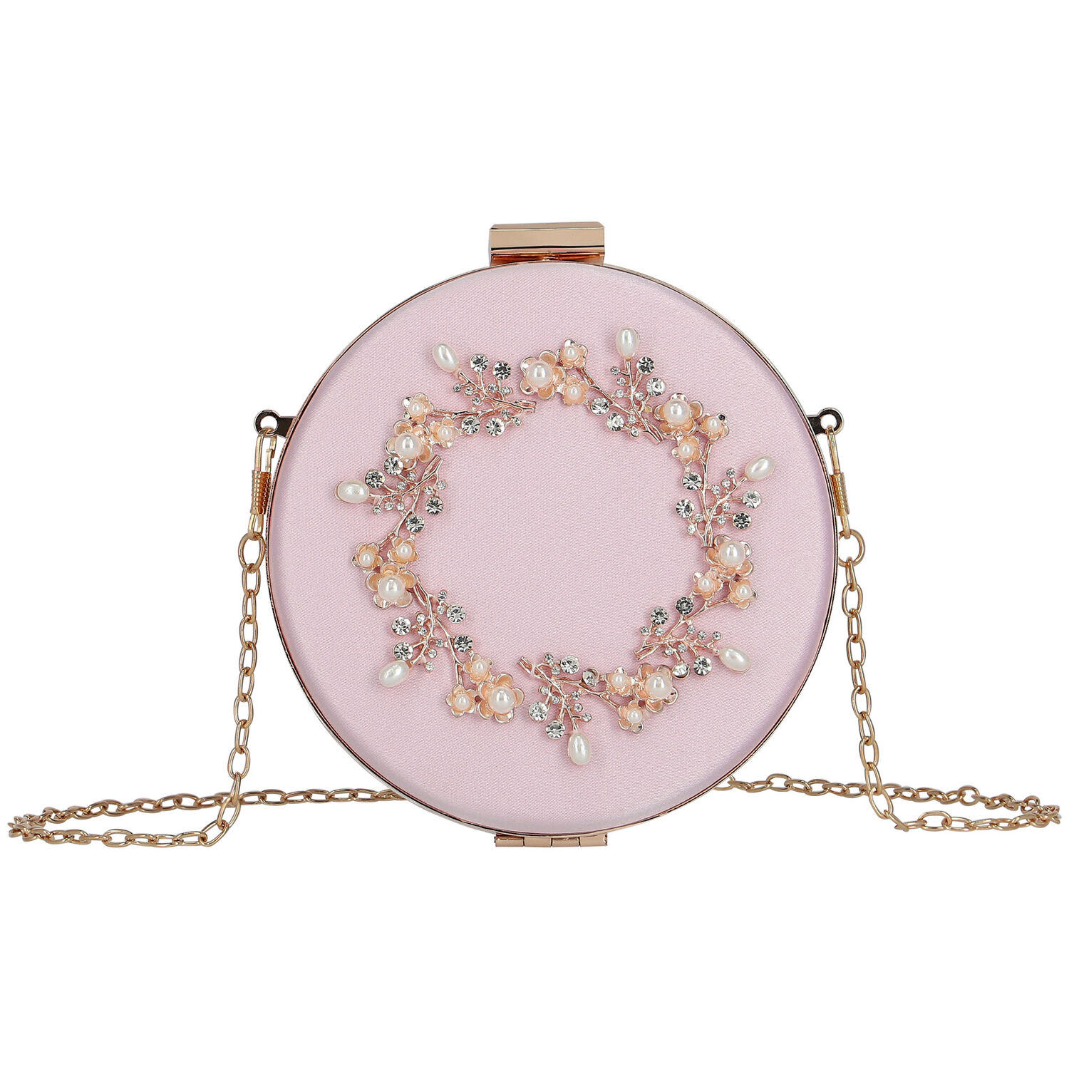Girls Pink & Gold Embellished Satin Bag, 3, hi-res image number null