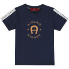 Younger Boys Navy Logo T-Shirt, 1, hi-res