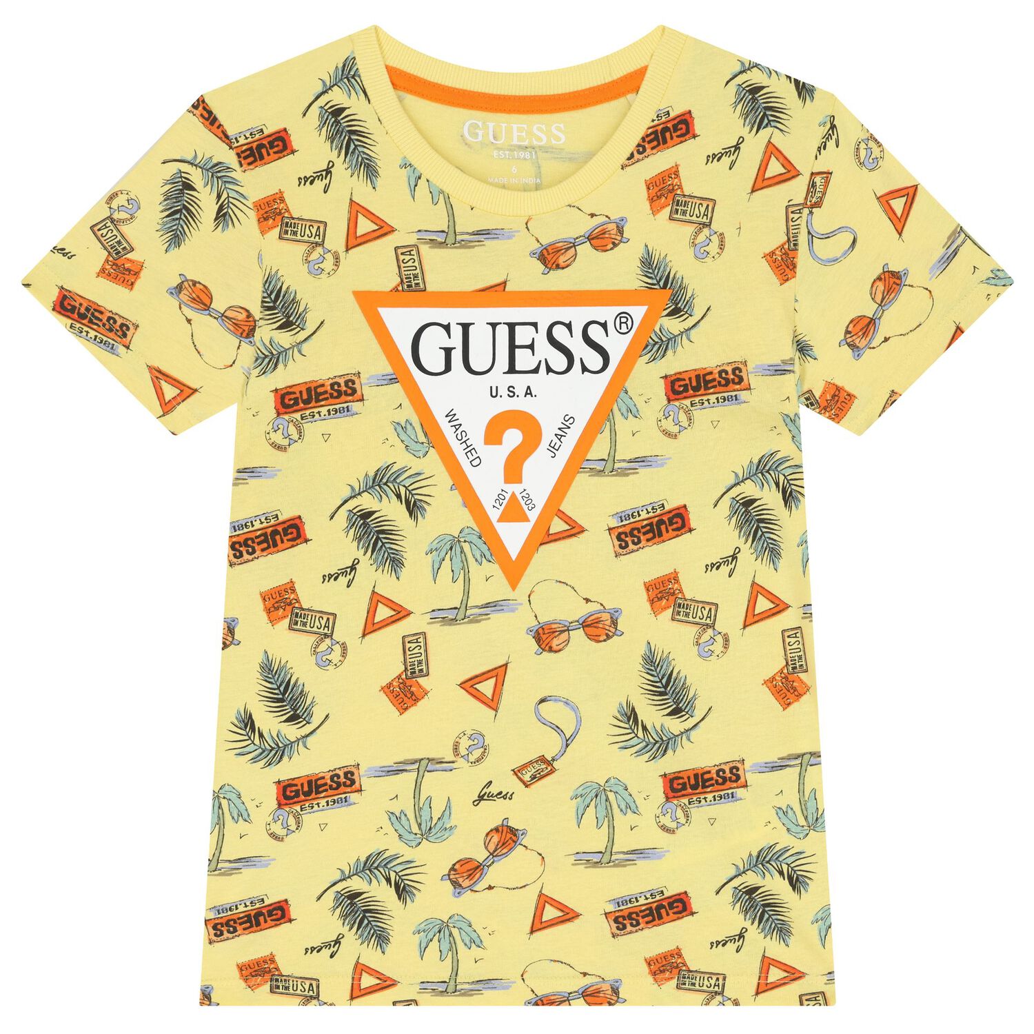 Boys Yellow & Navy Blue Logo Shorts Set, 1, hi-res