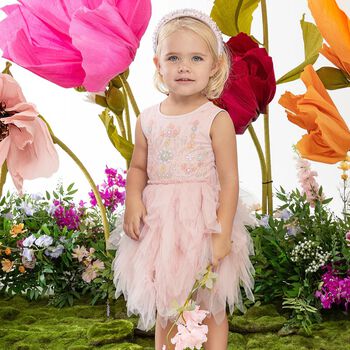 Baby Girls Pink Ruffled Tulle Dress Set